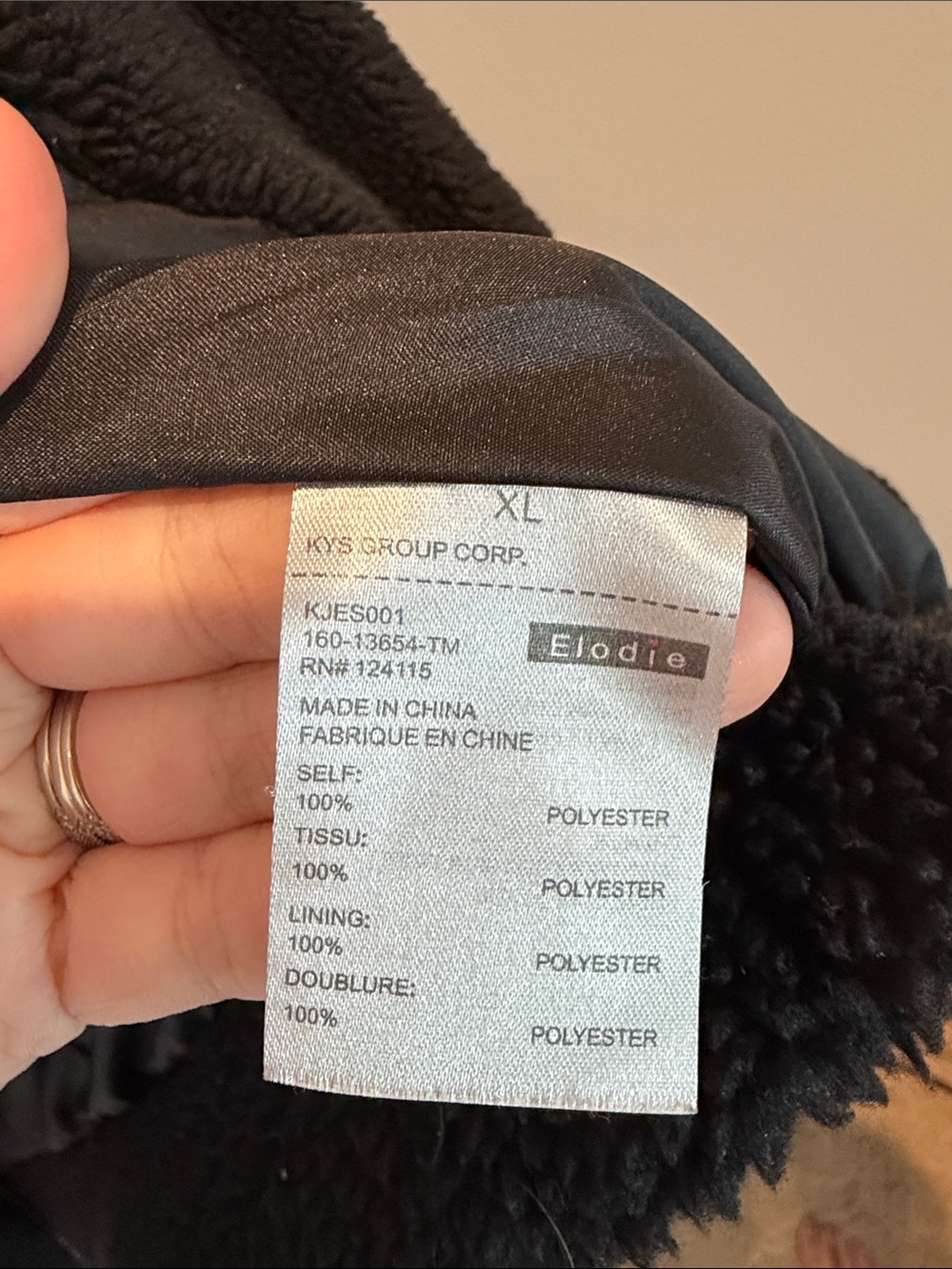 Elodie Black Sherpa Zip-Up Kids Jacket - Picture 4 of 5
